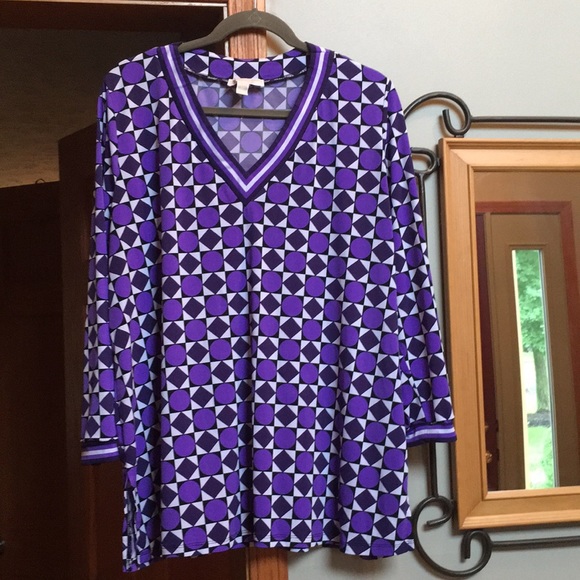 Michael Kors Tops - Michael Kors geometric design purple top 2X Michael Kors Tops - Michael Kors geometric design purple top 2X